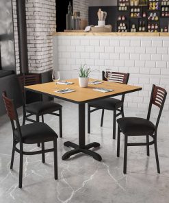 Flash Furniture Decorative Slat Back Restaurant Chair, Walnut/Black 2