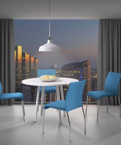 Ave Six Conway Stacking Chairs, Aqua/Silver, Set Of 4 2