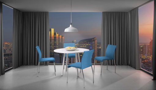 Ave Six Conway Stacking Chairs, Aqua/Silver, Set Of 4 - Image 2