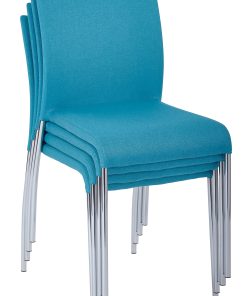 Ave Six Conway Stacking Chairs, Aqua/Silver, Set Of 4