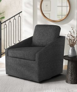 Lifestyle Solutions Hampton Polyester Swivel Accent Guest Chair, Black
