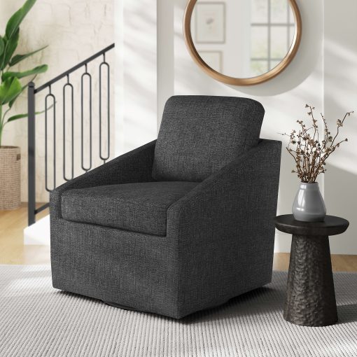 Lifestyle Solutions Hampton Polyester Swivel Accent Guest Chair, Black