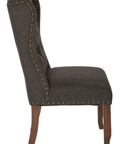 Ave Six Jessica Tufted Wing Chair, Charcoal/Coffee 2