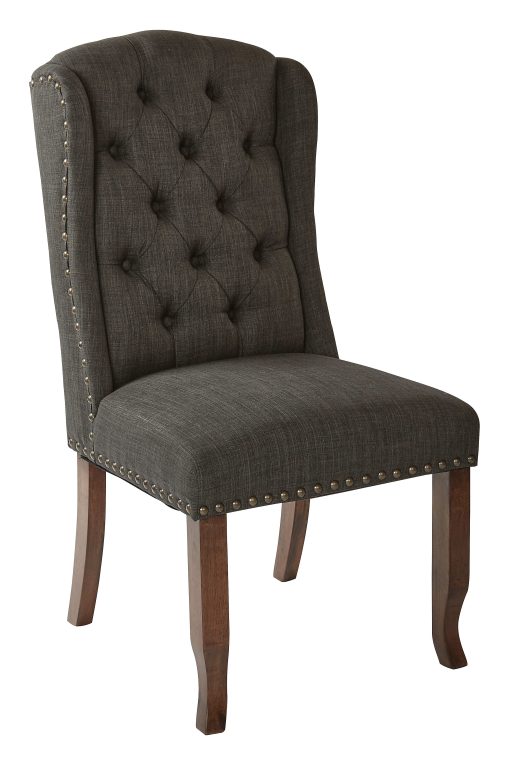 Ave Six Jessica Tufted Wing Chair, Charcoal/Coffee