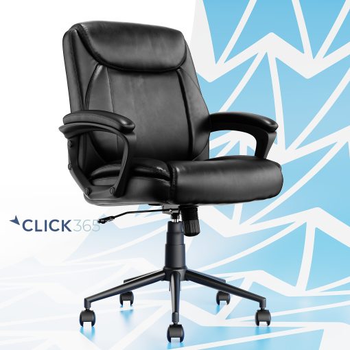 Click365 Transform 1.0 Ergonomic Bonded Leather Mid-Back Manager Office Chair, Black - Image 2