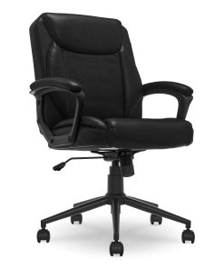 Click365 Transform 1.0 Ergonomic Bonded Leather Mid-Back Manager Office Chair, Black