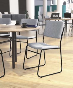Flash Furniture HERCULES Series Stacking Chair With Sled Base, Gray/Black Frame