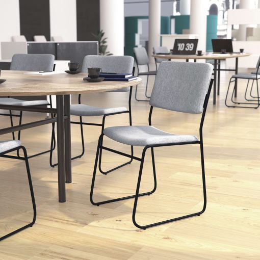 Flash Furniture HERCULES Series Stacking Chair With Sled Base, Gray/Black Frame