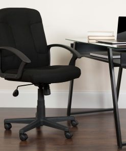 Flash Furniture Fabric Mid-Back Swivel Chair, Black