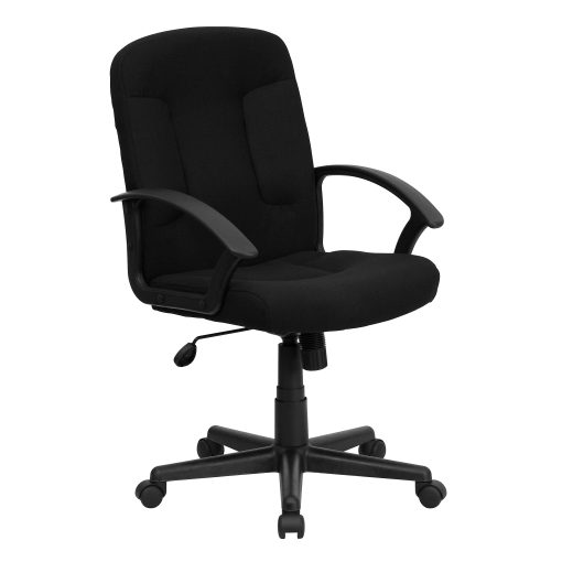 Flash Furniture Fabric Mid-Back Swivel Chair, Black - Image 2