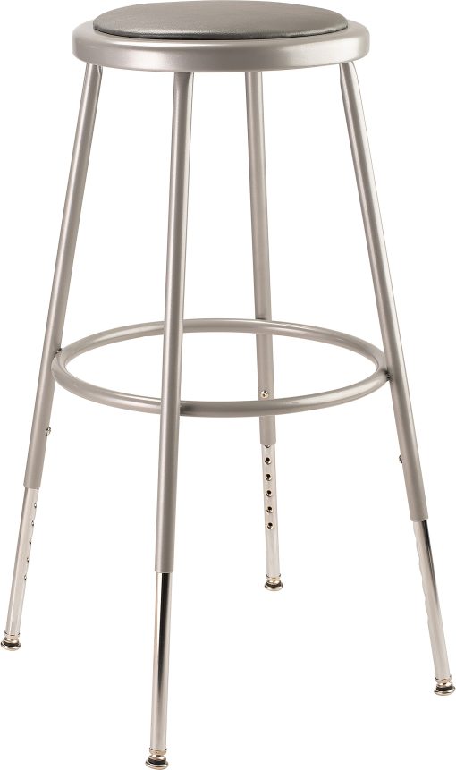 National Public Seating Adjustable Vinyl-Padded Task Stool, 25" - 32 1/2"H, Gray