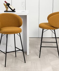 Glamour Home Baxter Fabric Barstools With Back, Brown/Black, Set Of 2 Barstools 2