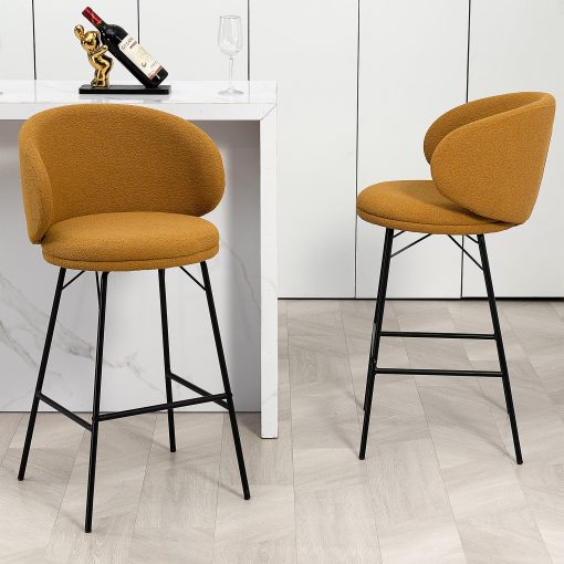Glamour Home Baxter Fabric Barstools With Back, Brown/Black, Set Of 2 Barstools - Image 2