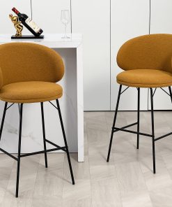 Glamour Home Baxter Fabric Barstools With Back, Brown/Black, Set Of 2 Barstools