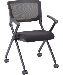 Lorell® Mesh Back Nesting Chairs, With Arms, Black, Set Of 2 Chairs 2