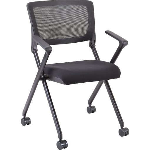 Lorell® Mesh Back Nesting Chairs, With Arms, Black, Set Of 2 Chairs - Image 2