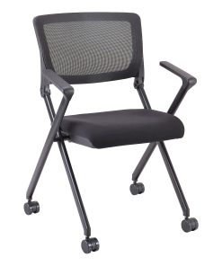 Lorell® Mesh Back Nesting Chairs, With Arms, Black, Set Of 2 Chairs