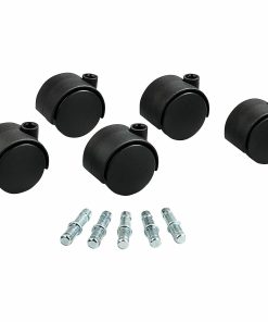 Master Caster Hard Floor Duet Casters, 2" Diameter, B/K Stems, Hard Wheels, Black