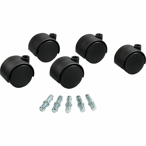 Master Caster Hard Floor Duet Casters, 2" Diameter, B/K Stems, Hard Wheels, Black