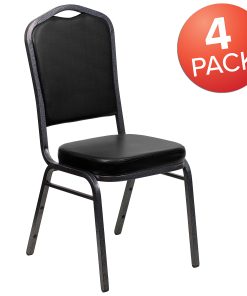 Flash Furniture HERCULES Series Crown-Back Stacking Banquet Chairs, Black/Silver, Set Of 4 Chairs 2