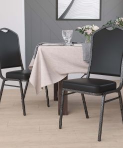 Flash Furniture HERCULES Series Crown-Back Stacking Banquet Chairs, Black/Silver, Set Of 4 Chairs