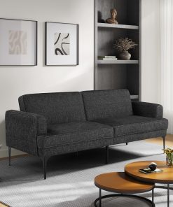 Serta Preston Polyester Convertible Sofa, 34-5/16”H x 83-1/8”W x 30-5/16”D, Black 2