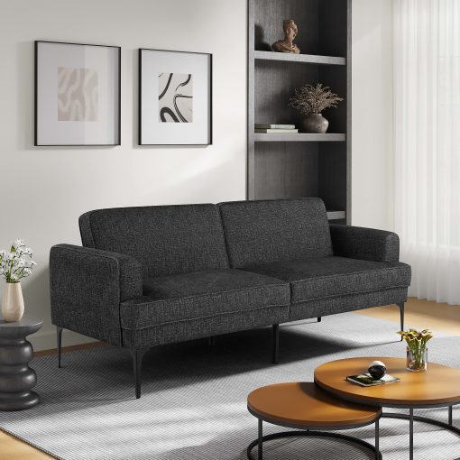 Serta Preston Polyester Convertible Sofa, 34-5/16”H x 83-1/8”W x 30-5/16”D, Black - Image 2