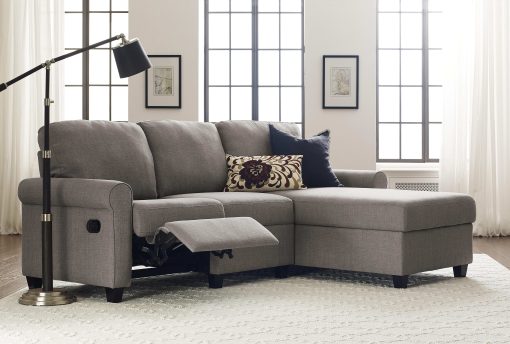 Serta® Copenhagen Reclining Sectional With Storage Chaise, Right, Gray/Espresso - Image 2