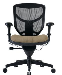 WorkPro® Quantum 9000 Series Ergonomic Mesh/Premium Fabric Mid-Back Chair, Black/Beige, BIFMA Compliant 2