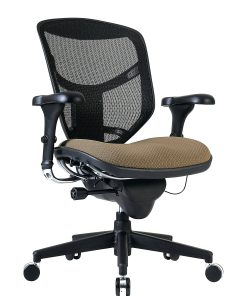 WorkPro® Quantum 9000 Series Ergonomic Mesh/Premium Fabric Mid-Back Chair, Black/Beige, BIFMA Compliant