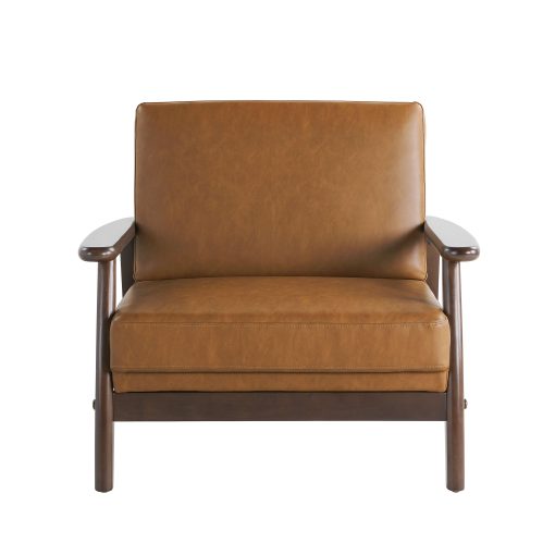 Lifestyle Solutions Anaheim Faux Leather Accent Guest Chair, Caramel - Image 2