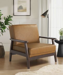 Lifestyle Solutions Anaheim Faux Leather Accent Guest Chair, Caramel