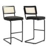 Glamour Home Ayo Boucle Barstools With Rattan Backs, Black, Set Of 2 Stools