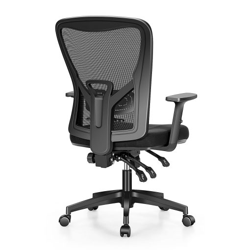 ALPHA HOME Ergonomic Fabric Mid-Back Office Task Chair With Lumbar Support, Black - Image 2