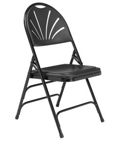 National Public Seating® 1100 Series Deluxe Fan-Back With Triple-Brace Double Hinge Folding Chairs, Black, Pack Of 4 Chairs 2