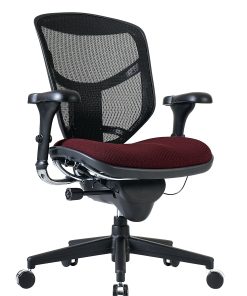 WorkPro® Quantum 9000 Series Ergonomic Mesh/Premium Fabric Mid-Back Chair, Black/Burgundy, BIFMA Compliant