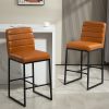 Glamour Home Belisario Faux Leather Bar Stools With Backs, Light Brown/Black, Set Of 2 Stools