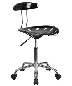 Flash Furniture Vibrant Low-Back Task Chair With Tractor Seat, Black/Chrome 2
