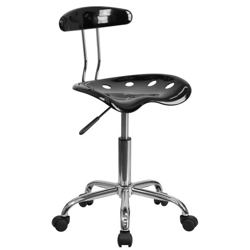 Flash Furniture Vibrant Low-Back Task Chair With Tractor Seat, Black/Chrome - Image 2