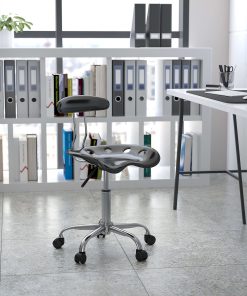 Flash Furniture Vibrant Low-Back Task Chair With Tractor Seat, Black/Chrome
