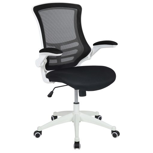 Flash Furniture Mesh Mid-Back Swivel Task Chair With Flip-Up Arms, Black/White - Image 2