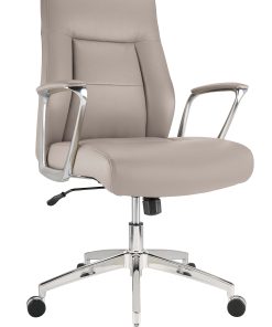 Realspace® Modern Comfort Delagio Bonded Leather Mid-Back Manager’s Chair, Taupe/Silver 2