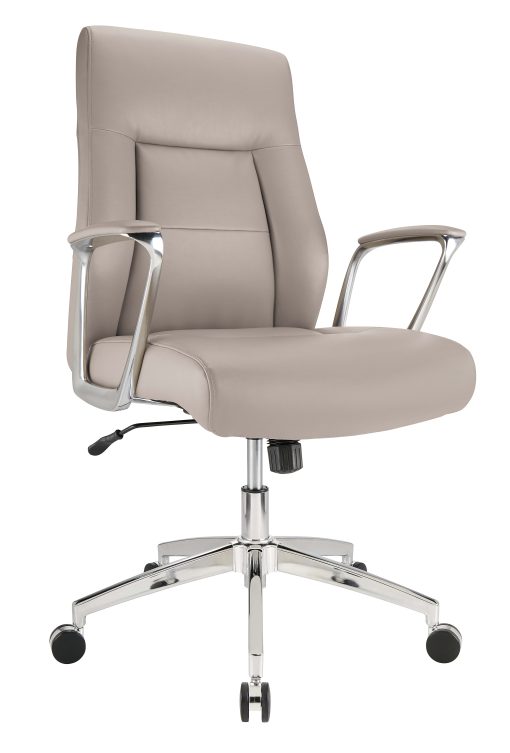 Realspace® Modern Comfort Delagio Bonded Leather Mid-Back Manager's Chair, Taupe/Silver - Image 2