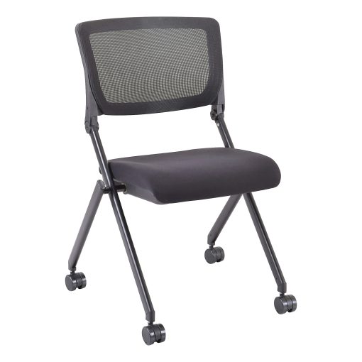 Lorell® Mesh Back Nesting Chairs, Black, Set Of 2 Chairs