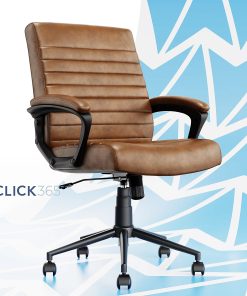 Click365 Transform 3.0 Ergonomic Vegan Leather Mid-Back Manager’s Chair, Cognac 2
