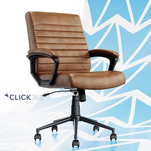 Click365 Transform 3.0 Ergonomic Vegan Leather Mid-Back Manager's Chair, Cognac - Image 2