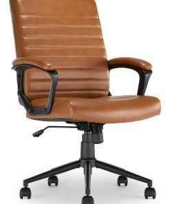 Click365 Transform 3.0 Ergonomic Vegan Leather Mid-Back Manager's Chair, Cognac