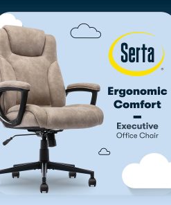 Serta® Comfort Eco Ergonomic Velvet Mid-Back Office Chair, Light Brown 2