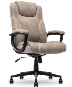 Serta® Comfort Eco Ergonomic Velvet Mid-Back Office Chair, Light Brown