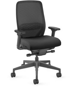 HON Nucleus Task Chair KD - Black Seat Color - Fabric Seat Material - Black Back Color - Black Frame Color - Armrest - 1 Each